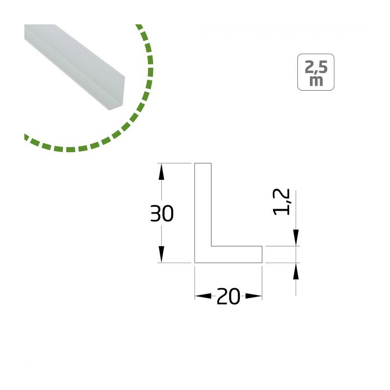 ANGULO 30X20 2,5MT ALUM PLATA