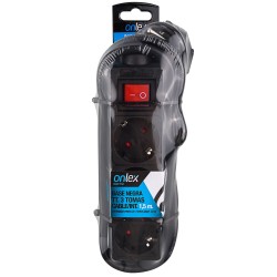 BASE 3 TOMAS T/TL 1,5MT C/INTERRUPTOR NEGRO