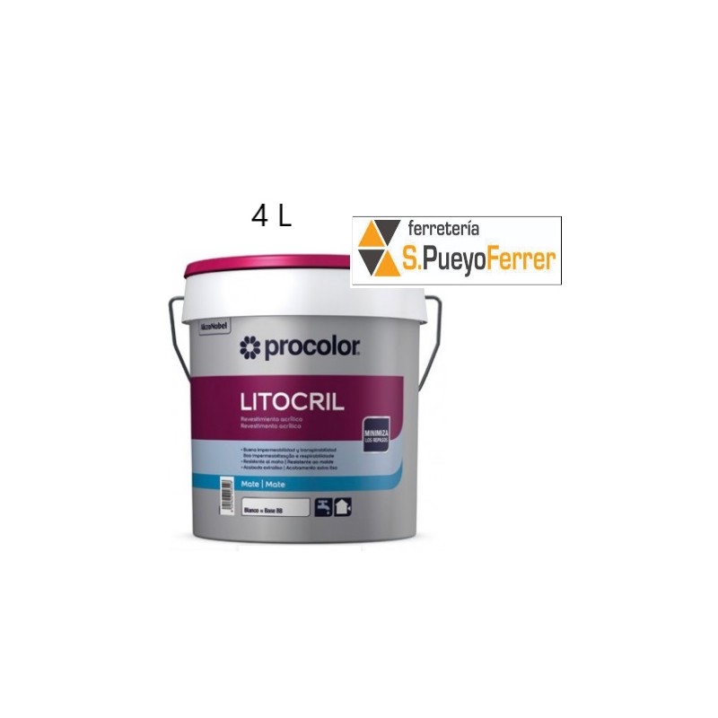PINTURA FACHADAS LITOCRIL 4L MATE BLANCA