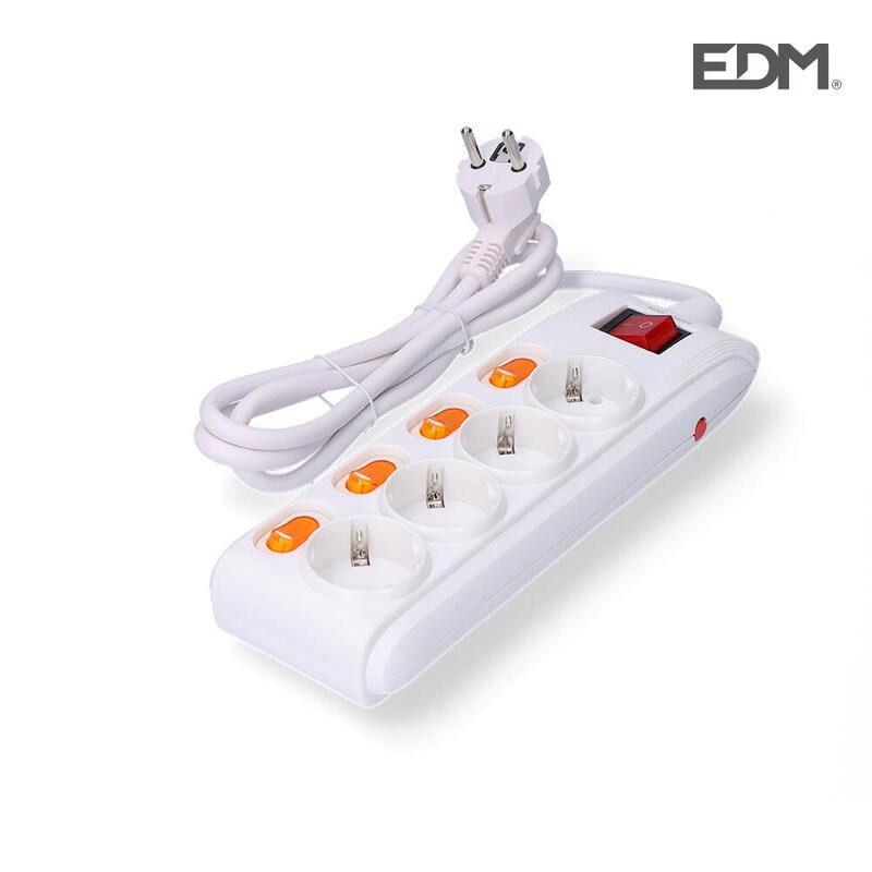 BASE MULTIPLE 4 TOMAS + 4 INTERRUPTORES PROTECCION