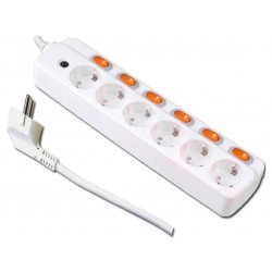 BASE MULTIPLE 6 TOMAS + 6 INTERRUPTORES PROTECCION
