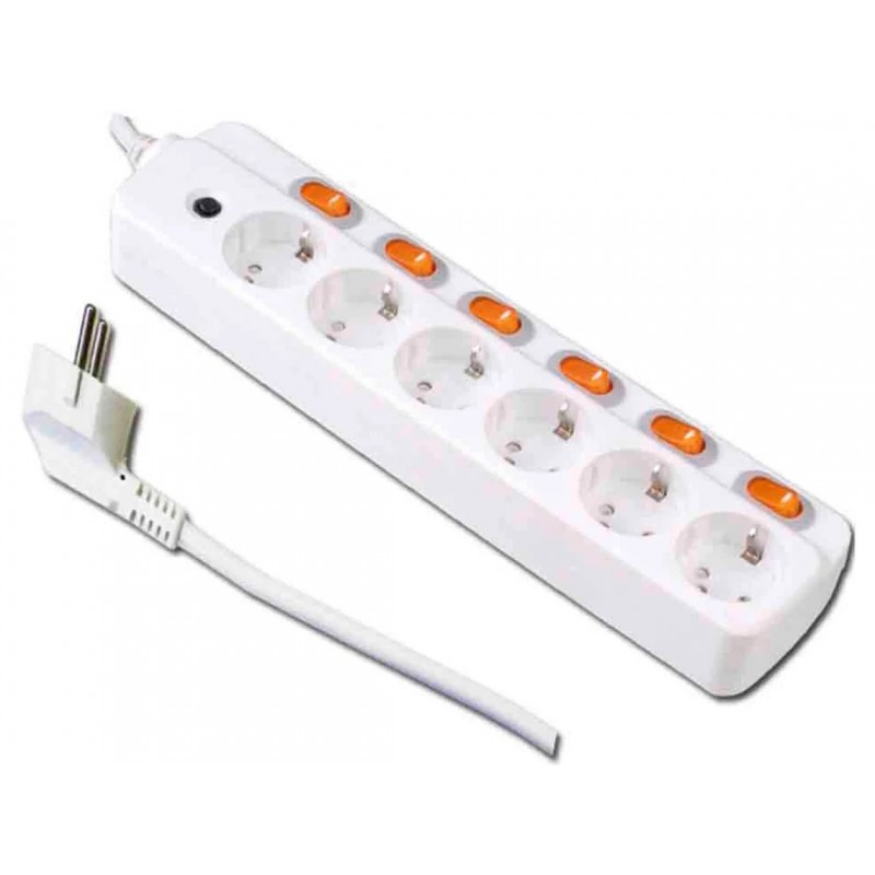 BASE MULTIPLE 6 TOMAS + 6 INTERRUPTORES PROTECCION