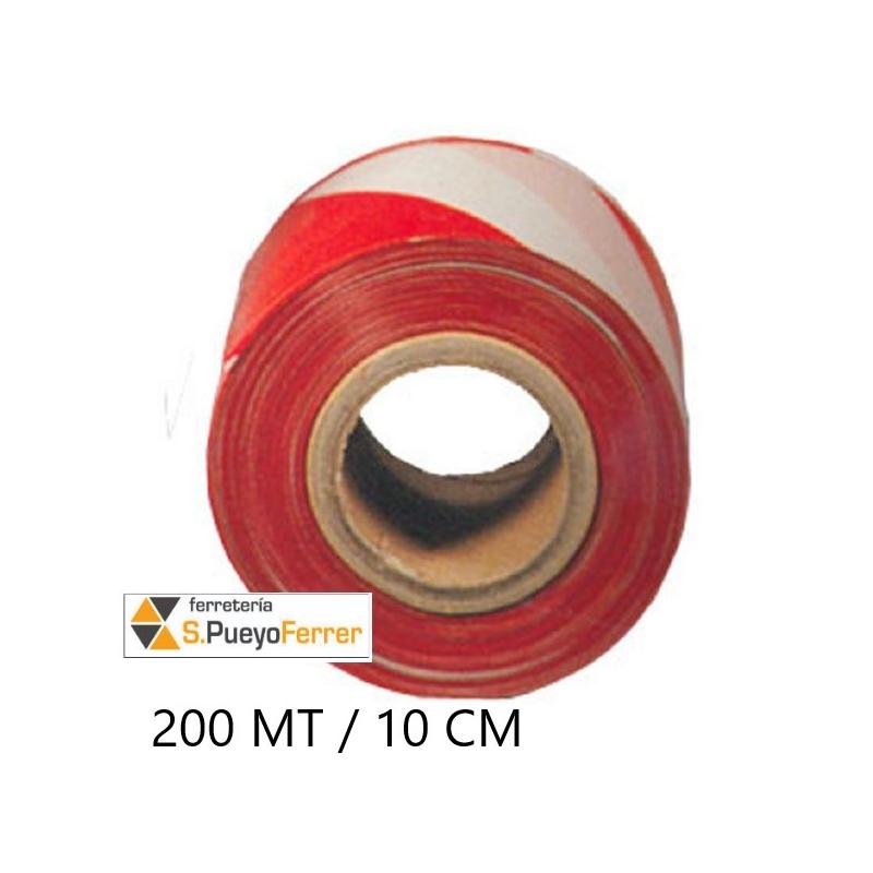 ROLLO 200MT CINTA SEÑALIZAR BLANCO Y ROJO 10CM G400