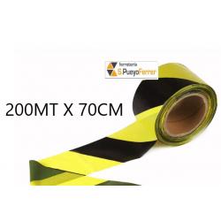 CINTA SEÑALIZAR NEGRO / AMARILLO 200MT X 70CM