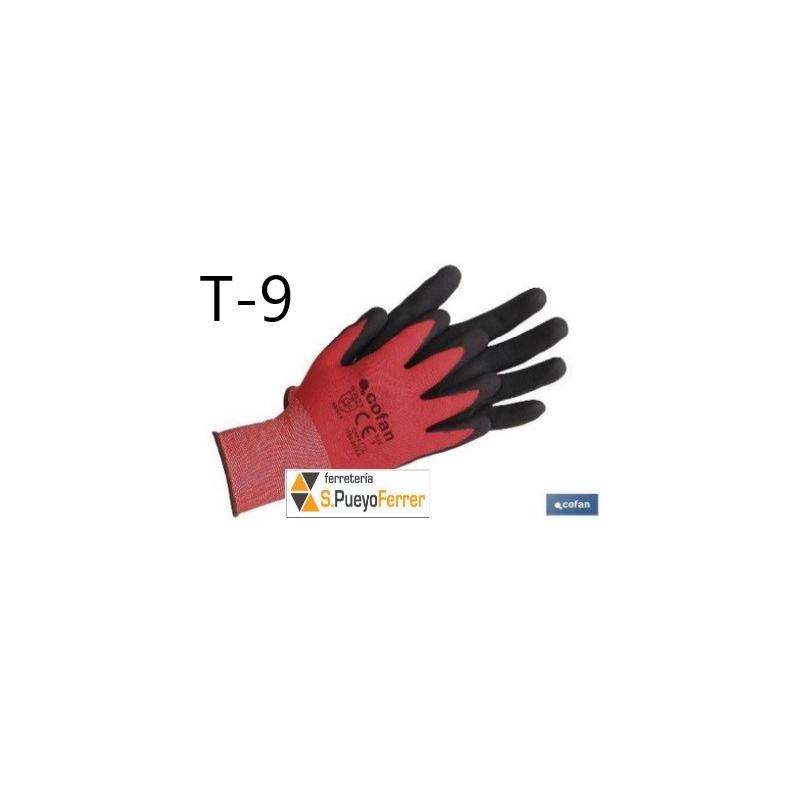GUANTE IMPREGNADO ROJO/NEGRO TALLA 9