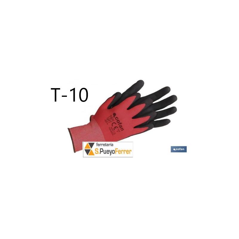 GUANTE IMPREGNADO ROJO/NEGRO TALLA 10