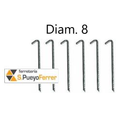 PIQUETA ACERO C/P CINC CAMPING REFORZ 200X8 BL6