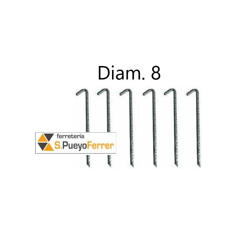 PIQUETA ACERO C/P CINC CAMPING REFORZ 200X8 BL6