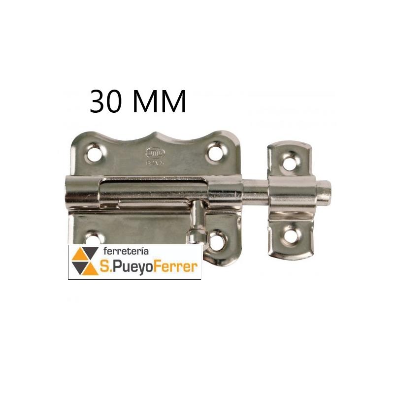 PASADOR FORMA CERROJO NIQUEL 30MM