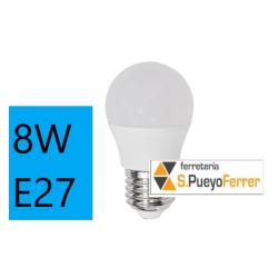 BOMBILLA LED ESFERICA 8W E27 FRIA 6000K