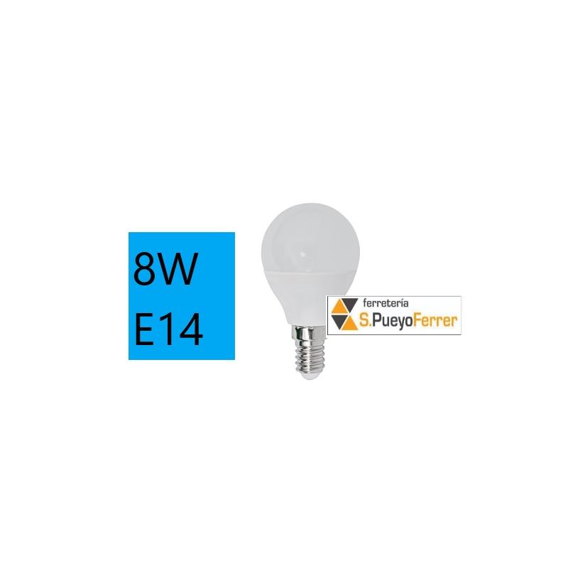 BOMBILLA LED ESFERICA 8W E14 FRIA 6000K
