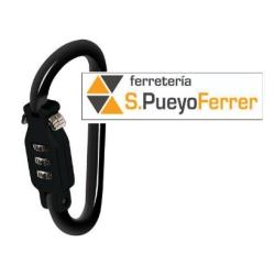 MOSQUETON ANTIRROBO MODELO GULLIVER BLOQUEO 3 DIGITOS NEGRO
