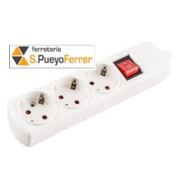 BASE 3 TOMAS SIN CABLE C/ INTERRUPTOR