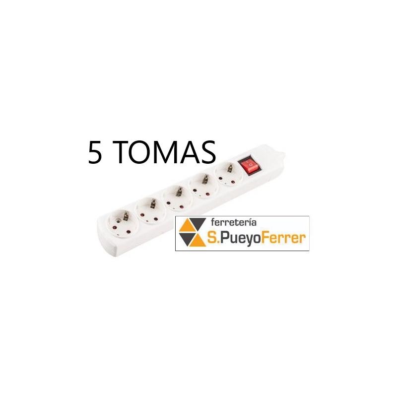 BASE 5 TOMAS SIN CABLE C/INTERRUPTOR
