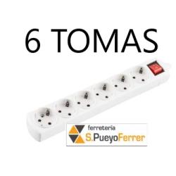 BASE 6 TOMAS SIN CABLE C/INTERRUPTOR