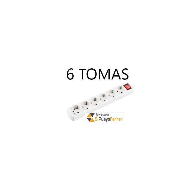 BASE 6 TOMAS SIN CABLE C/INTERRUPTOR