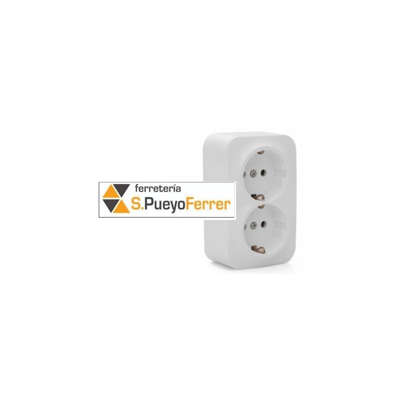 BASE ENCHUFE DOBLE SUPERFICIE CREMA