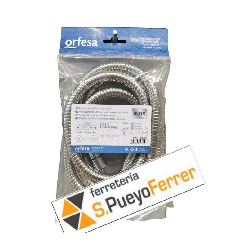 FLEXO DUCHA METAL CROMO EXTENSIBLE 1,70/2,25 TUERCA TORICA LATON