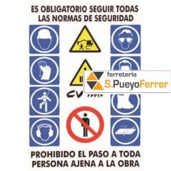 SEÑAL PVC 70X50 COMBINADA OBRAS
