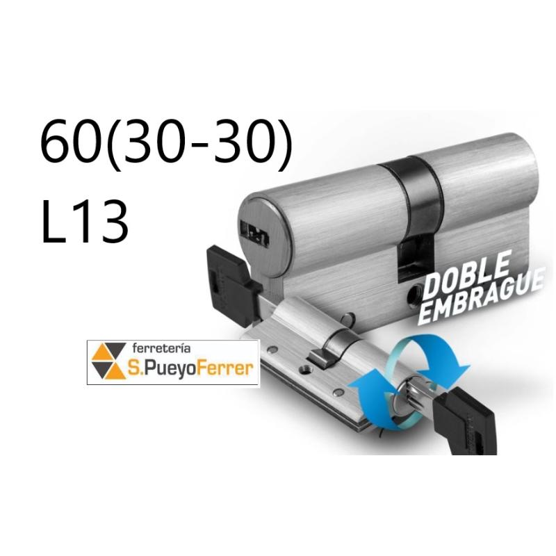 CILINDRO SEGURIDAD 60 (30-30) NIQUEL L.CORTA DOBLE EMBRAGUE CILINDRO SEGURIDAD 60 (30-30) NIQUEL L.CORTA DOBLE EMBRAGUE