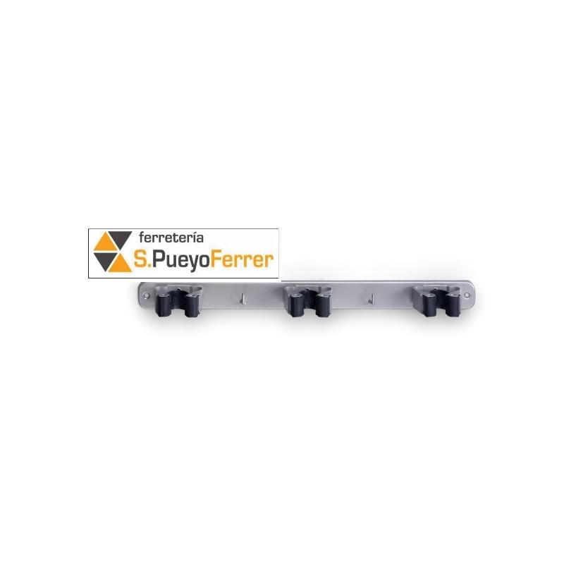COLGADOR ESCOBAS TRIPLE 3034-7 CROMO MATE