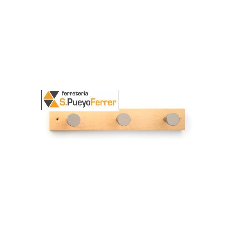 COLGADOR HAYA 3 POMOS NATURAL 3713-8
