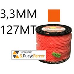 BOBINA HILO DESBROZADORA NYLON 3,3MM CUADRADO 127MT