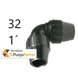 ENLACE ACODADO PE 90G 32 - 1´