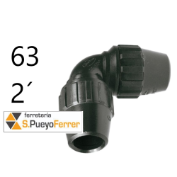 ENLACE ACODADO PE 90G 63 - 2´