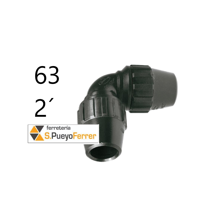 ENLACE ACODADO PE 90G 63 - 2´