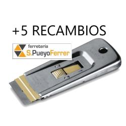 RASCAVIDRIOS METAL VITRO + 5 CUCHILLAS STANLEY