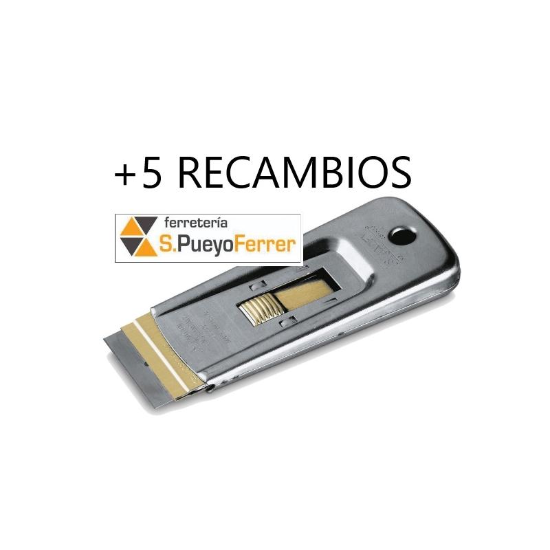 RASCAVIDRIOS METAL VITRO + 5 CUCHILLAS STANLEY