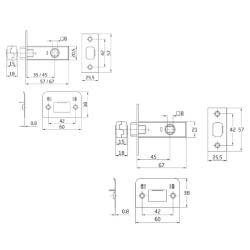 PICAPORTE FRENTE LATONDO 6 - 45 MM