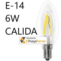 BOMBILLA VELA LED FILAMENTO 6W E14 4000K