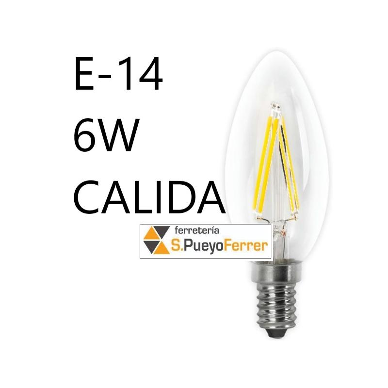 BOMBILLA VELA LED FILAMENTO 6W E14 4000K