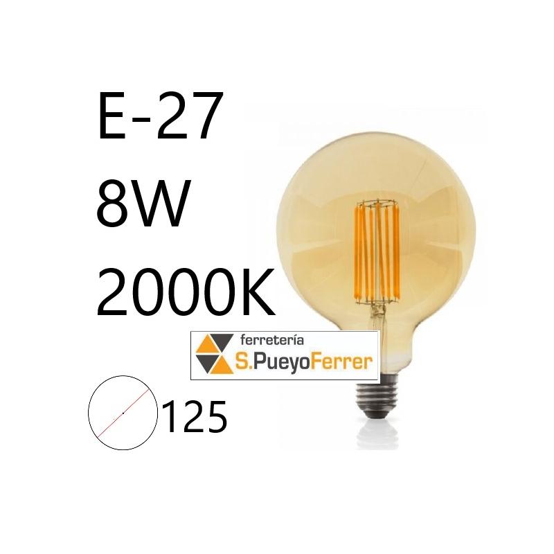 BOMBILLA LED VINTAGE FILAMENTO 125MM E27 8W 2000K