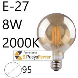 BOMBILLA VINTAGE GLOBO FILAMENTO 95MM 8W E27 2000K