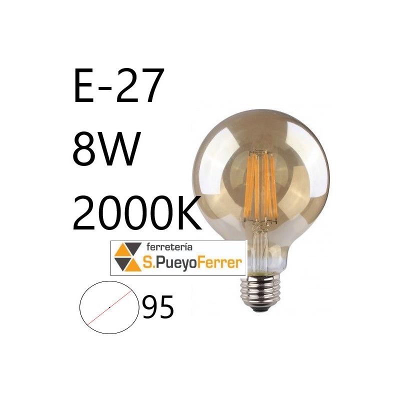 BOMBILLA VINTAGE GLOBO FILAMENTO 95MM 8W E27 2000K