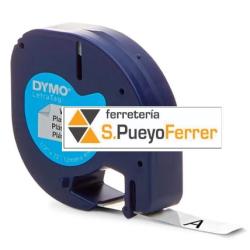 CINTA ROTULAR DYMO BCO PLASTIC 12MM 4MT 91201