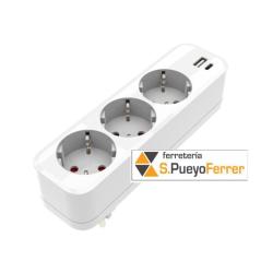 ADAPTADOR 3 TOMAS + USB + C 16A