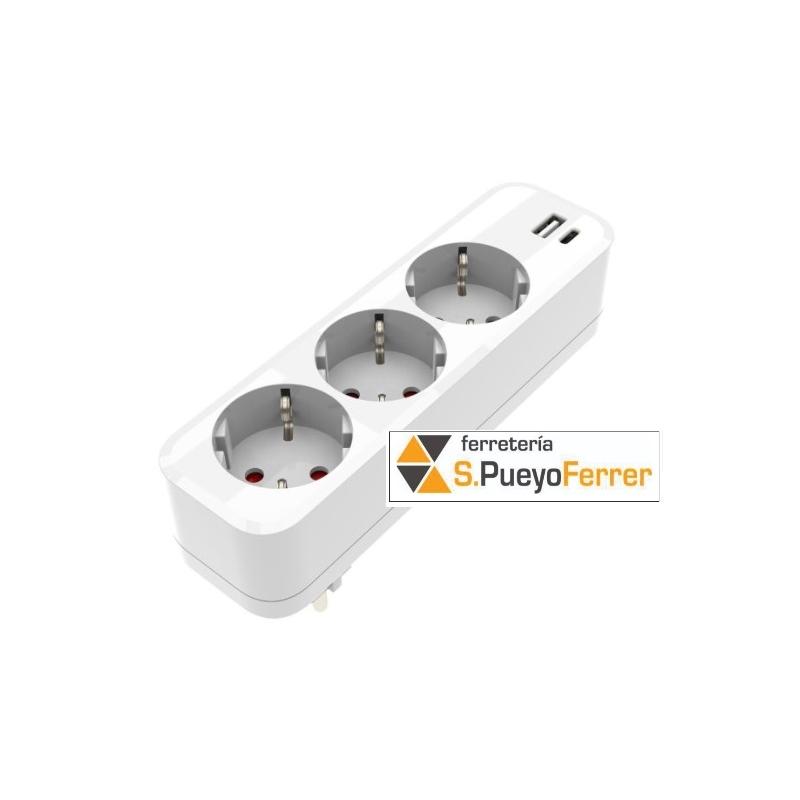 ADAPTADOR 3 TOMAS + USB + C 16A