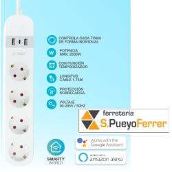 BASE MULTI INTELIGENTE 4T+2USB+C 1,5MT 3X1,5MM