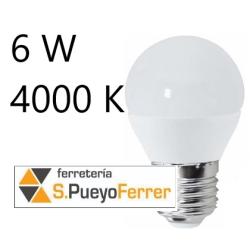 BOMBILLA LED ESFERICA 6W E27 DIA 4000K